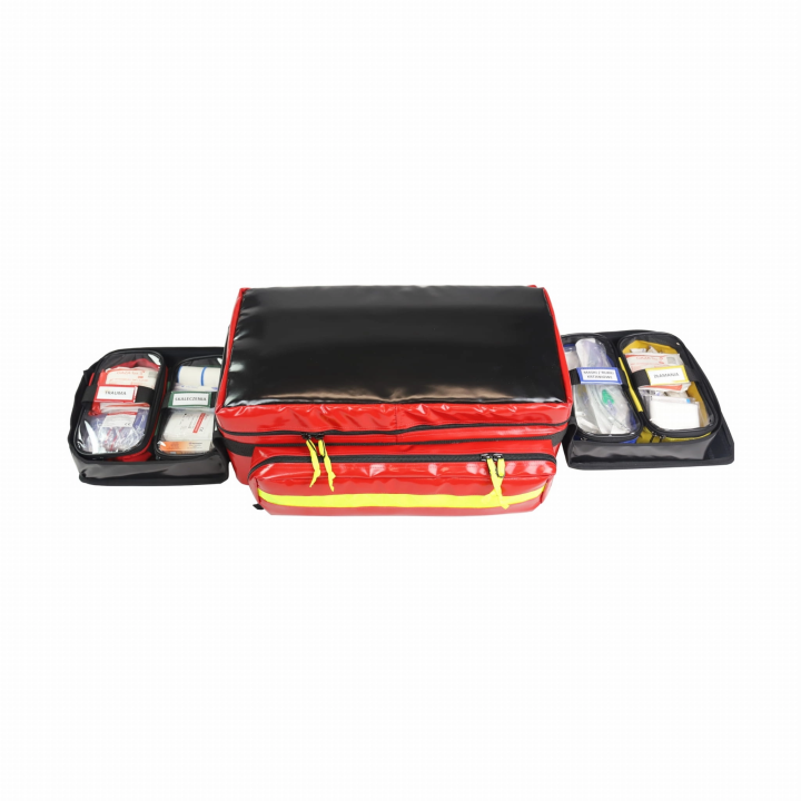 Zestaw PSP R1 plecak BLACK FRONT (KSRG 06.2021) z szynami kramera i deską ortopedyczną
