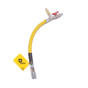 Zawór odcinający z wężykiem 0,3 m - żółty 8 bar Vetter